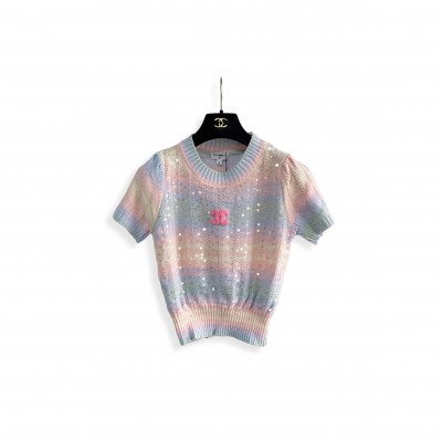CHANEL COLORFUL KNITTED SHORT SLEEVES 